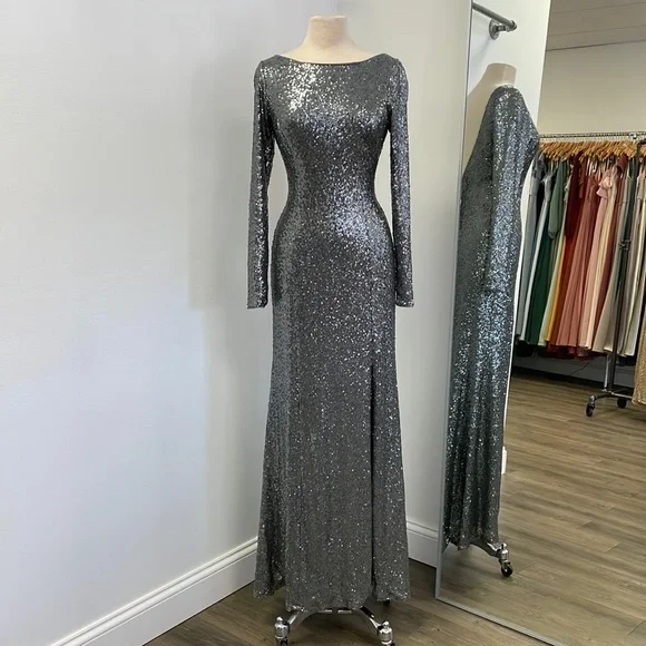 theia sequin dress $695 Theia Women's Red Brown Myra Metallic Sequin One-Shoulder Gown Dress Size 8
